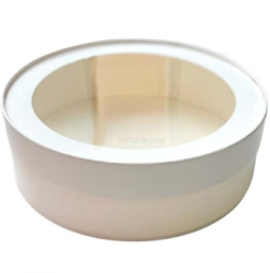 Изображение Коробка под зефир, печенье круглая с окном диам.200мм выс.70 мм (белая)